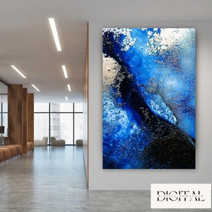 Navy Blue Wall Art - Extra Large Wall Art - Living Room Decor - Blue Abstract Wall Art Print - Printable Wall Art - DIGITAL DOWNLOAD