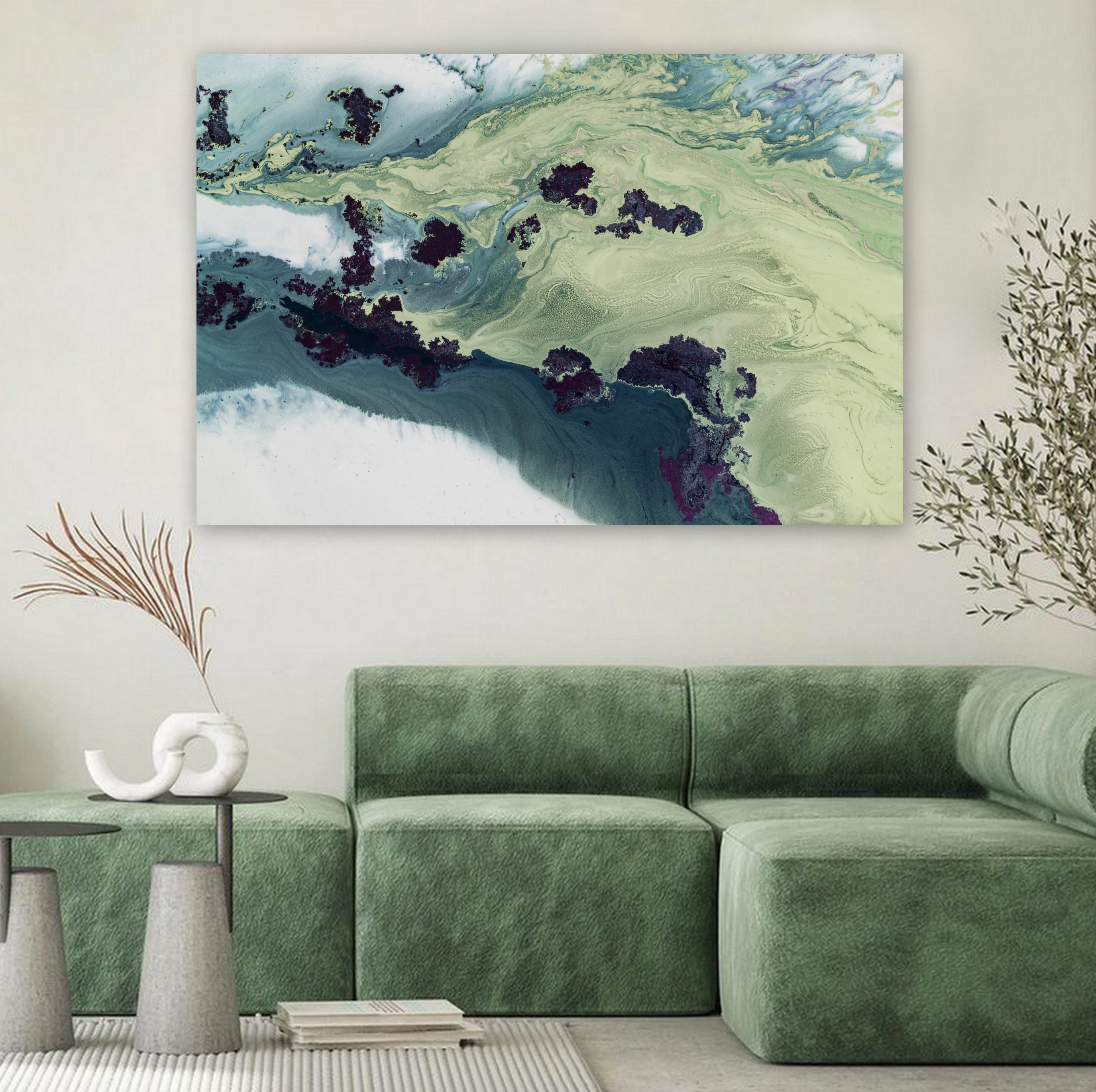Dark Green Wall Art Bedroom Wall Art Living Room Art Emerald Jewel Green Canvas Print Modern ...