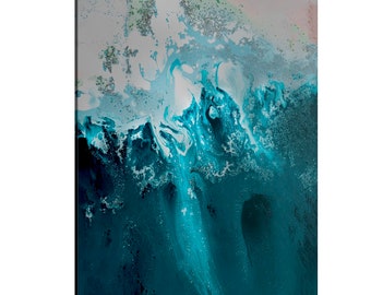 Teal Beach Wall Art, Aqua Ocean Print, Beach House Print, Turquoise Wall Art, Green Beach Art, Coastal Decor, Teal Poster, Hallway Decor
