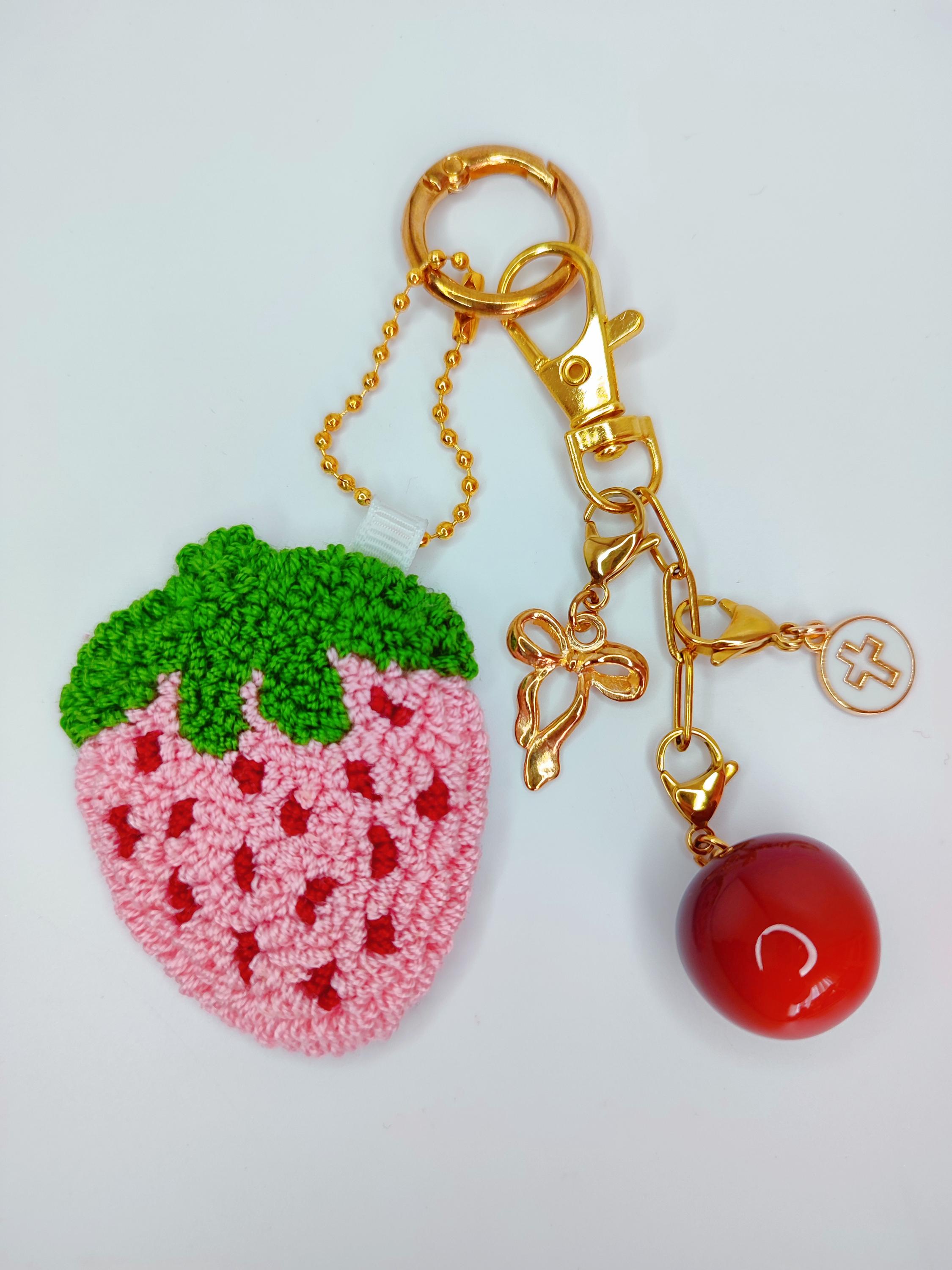 Portachiavi a forma di fragola | Ciondolo per borsa