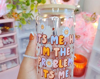 Personalized glass tumbler with lid and straw, cold brew coffee tumbler, spring/summer tumbler, Tailor Swaft, Erras tour, I am the problem