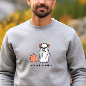 This Is Boo Sheet Ghost Dog Halloween Sweatshirt - Unisex Funny Sweatshirt, Comfortable Shirt, Cute Sweater, Funny Quotes Tops