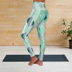 Active Wear Pastel Green Leggings - High Waisted Yoga Pants for Women, Comfort Fit Athletic Gift