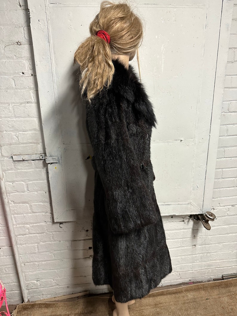 Vintage Fur Coat /male Mink / Fox Collar / Black Fur Coat - Etsy