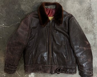 40s French Military Leather Aviator Coat