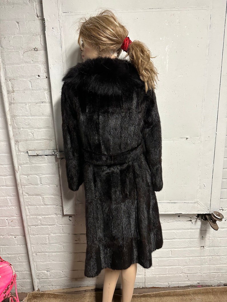 Vintage Fur Coat /male Mink / Fox Collar / Black Fur Coat - Etsy