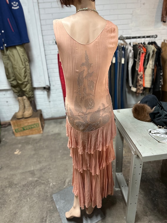 Vintage 1920's dress / pink peach dress / size S - image 2