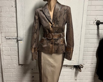 Vintage Skirt Suit / Skirt and jacket set / Animal print / Size 36