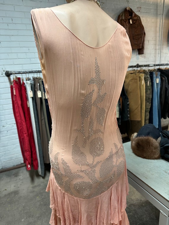 Vintage 1920's dress / pink peach dress / size S - image 3
