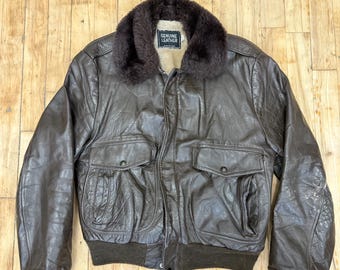 Vintage Gruppo V Vegan Faux Leather Rust Brown Flight Bomber
