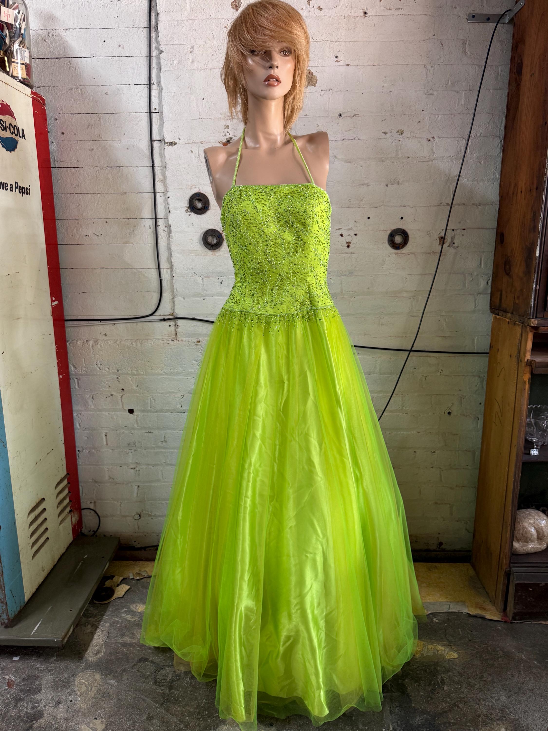 neon green tulle dress One Shoulder Maxi Tutu Dress Neon Green XL
