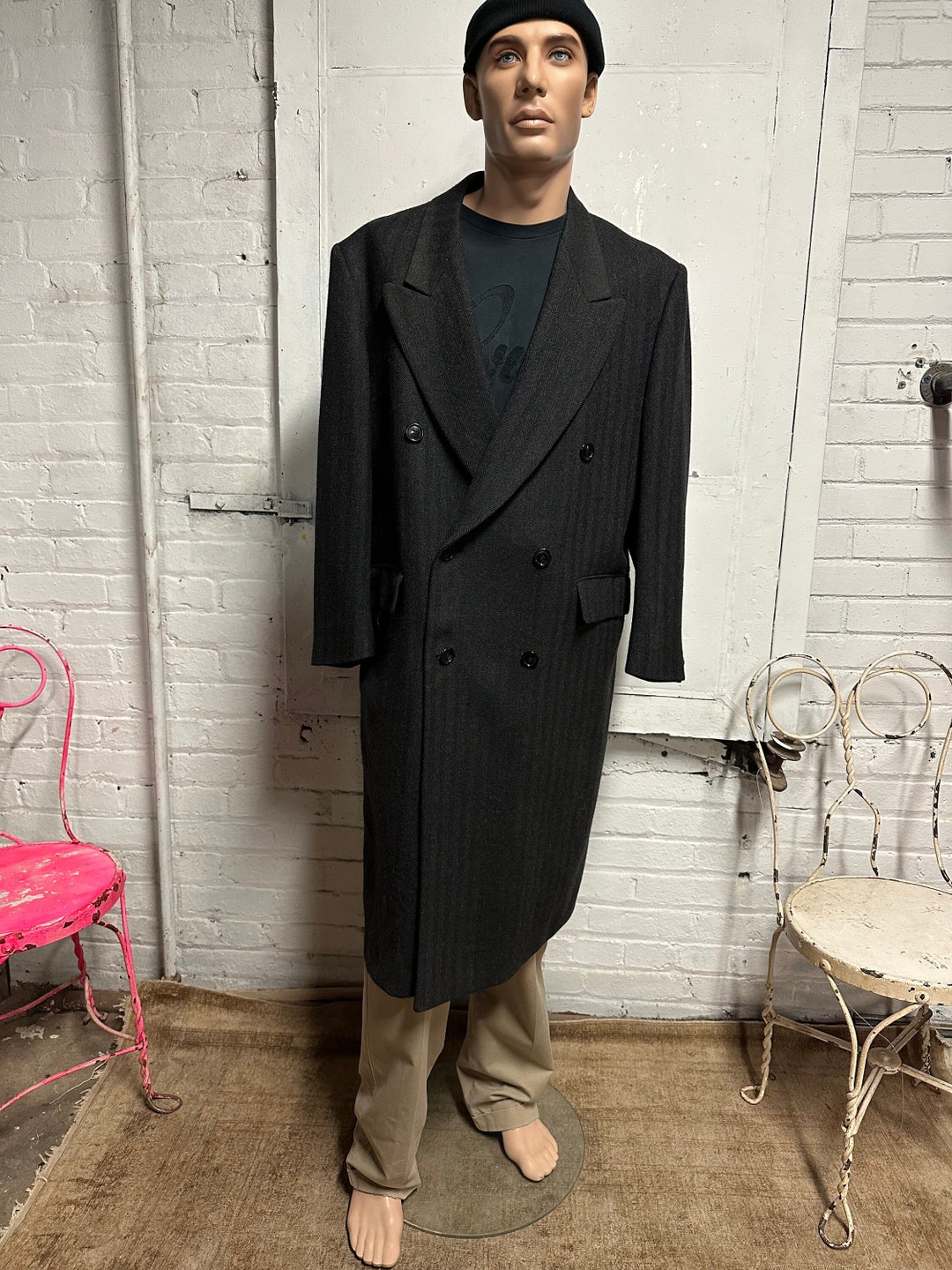 Men's Brown Wool Vintage Coat 42