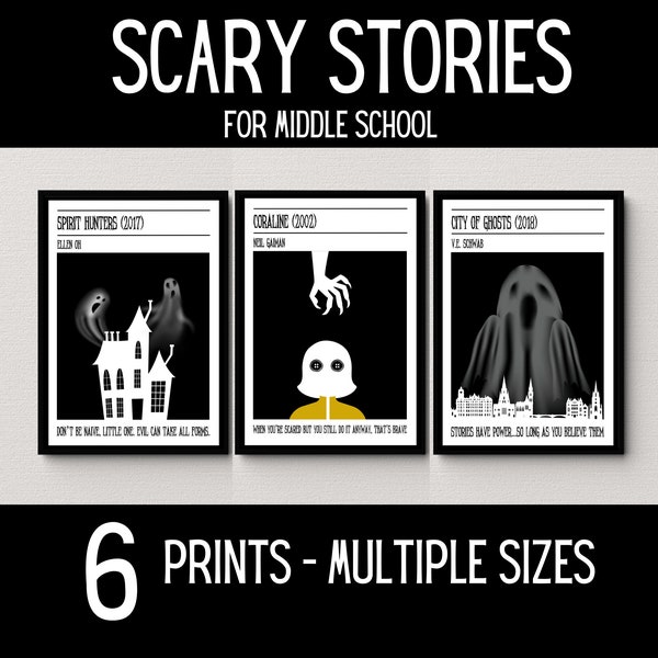 Scary Stories, Middle School English Classroom Halloween Decor, Halloween Posters, Halloween Wall Art, Middle School Halloween Decor