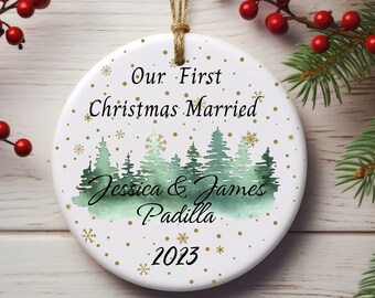 First Christmas Married Ornament 2023, Personalized first Christmas married ornament, 1st Xmas married, wedding ornament for couples,