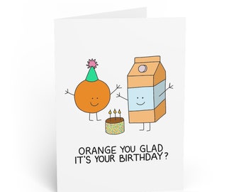 Orange You Glad It's Your Birthday Birthday Fruit Pun Card - Etsy