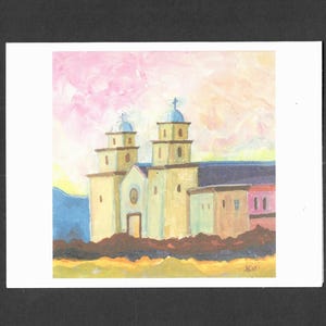 2 Southwest Church Note Cards or Original Painting: Immaculate Conception, Cottonwood Arizona.