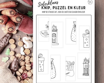 Sinterklaas download puzzle for toddlers and preschoolers, cut and paste, coloring, Sinterklaas crafts