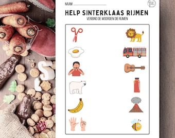 Sinterklaas download rhyming worksheet group 2-3, crafts