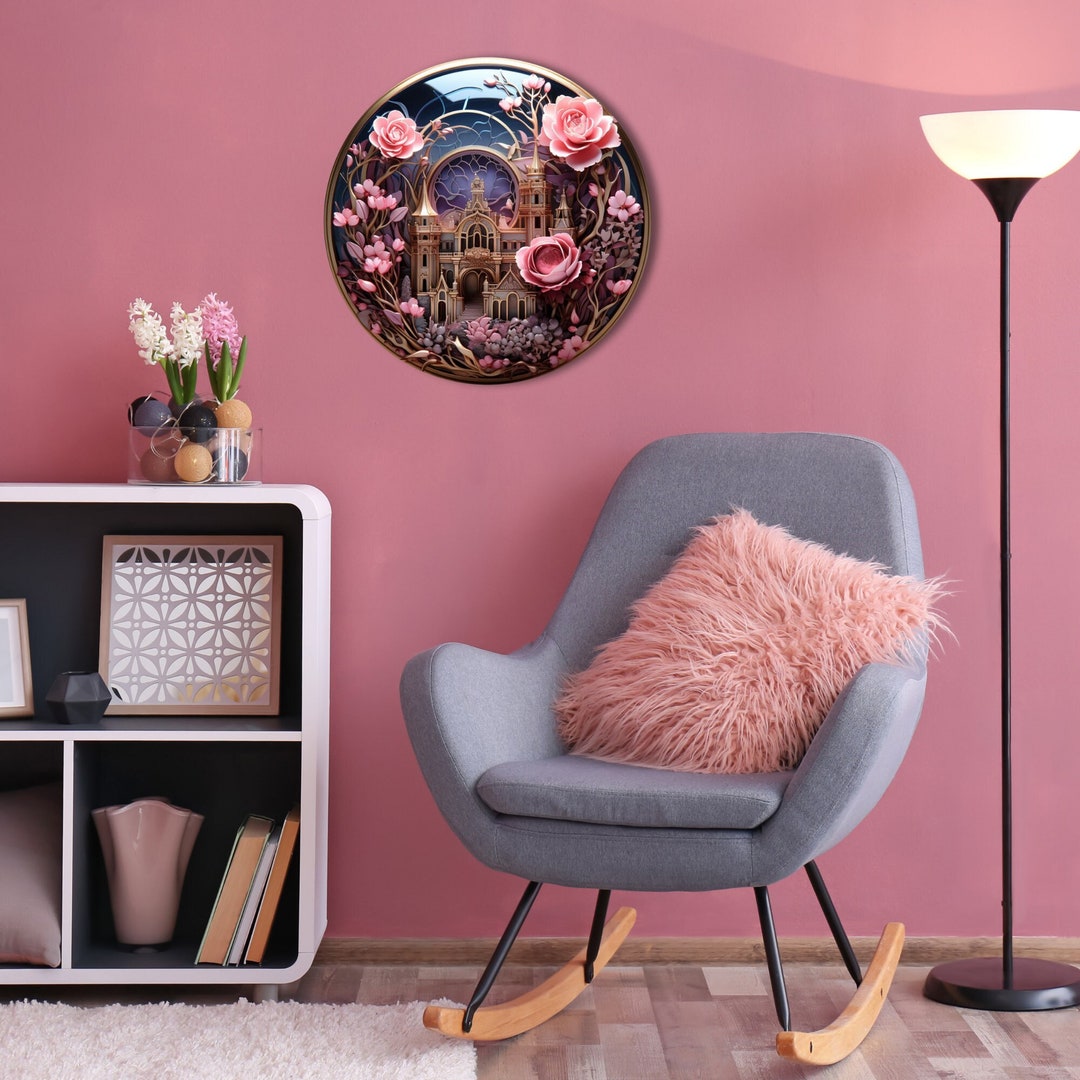 Pink Rose Glass Wall Decor Glass Wall Table Glass Wall Art Etsy