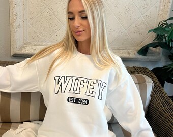 Custom Name Wifey Sweatshirt – Bridal Shower Gift