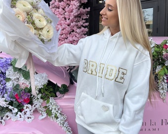 Bride Glitter Patch Sweatshirt, Personalized Bachelorette Pullover