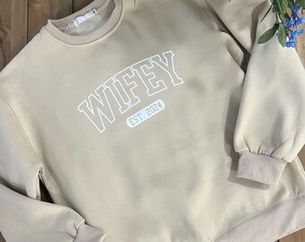 Personalized Wifey Sweatshirt, Bridal Shower Gift