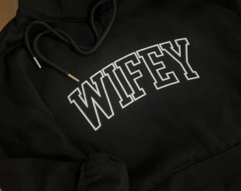 Embossed Wifey Sweatshirt, Bride Gift