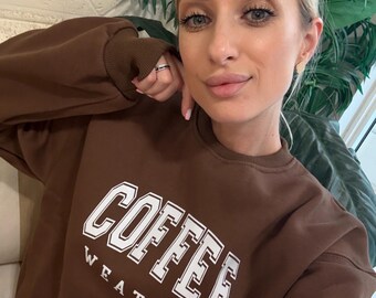 Coffee Weather Sweatshirt, Cozy Oversized Fit, Coffee Lover Gift