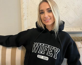 Custom Name Wifey Fleece Hoodie – Bridal Shower Gift