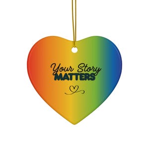 Pride Heart Ornament: LGBTQ+ Support Gift, Rainbow Flag Ceramic Keepsake