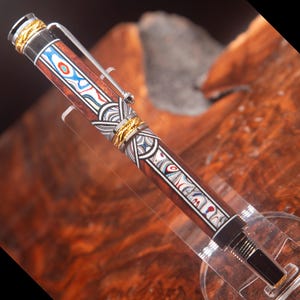 Segmented Corvette Fordite & Honduran Rosewood Majestic Jr Rollerball Pen