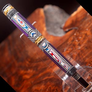 Segmented Corvette Fordite & Resin Majestic Jr Rollerball Pen