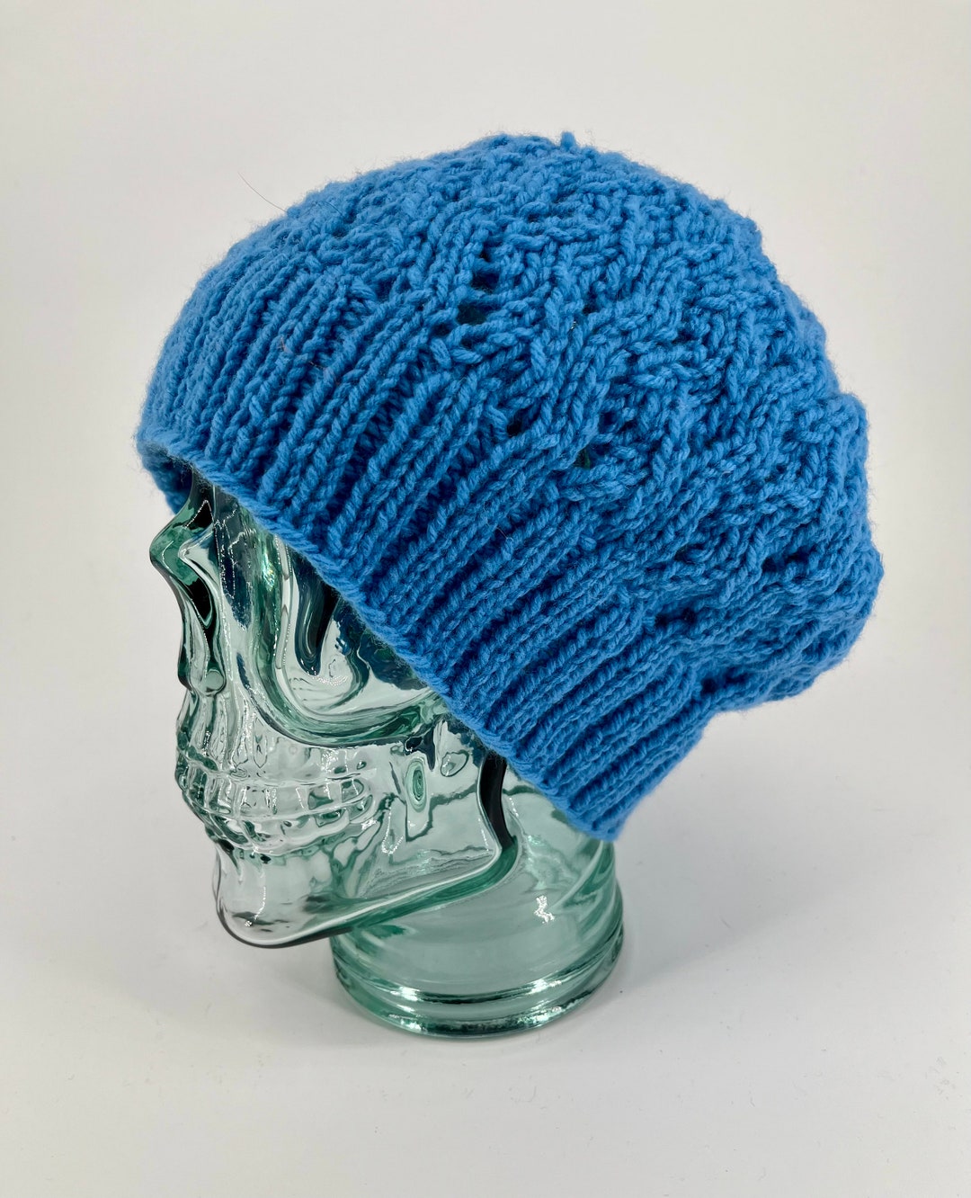 Multi Colored Blue Wave Design Cuffed Beanie Wave & Moons Waffle Beanie — Ether Design Co main image 4