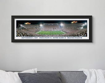 2007 Penn State - Notre Dame White Out Framed Panoramic Print | Iconic Beaver Stadium Panorama | PSU Sports Wall Decor