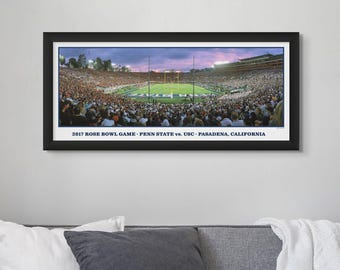 2017 Rose Bowl Framed Panoramic Print - Penn State vs. USC - End Zone View | Game Day Memorabilia | Penn State Football Gift for Him