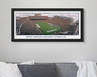 2001 Penn State - Ohio State (Win #324) Framed Panoramic Print | Joe Paterno Gift | | Beaver Stadium Football Art | Nittany Lions Fan Cave