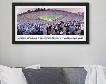 1995 Rose Bowl Penn State vs Oregon Framed Panoramic Print | Game Day Memorabilia | Penn State Football Gift for Him
