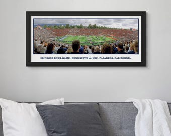 2017 Rose Bowl - Penn State vs. USC  Framed Panoramic Print - Blue Band | Nittany Lions Football Home Decor | Gift for Penn State Alumni