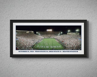 2016 Penn State - Ohio State White Out Framed Panoramic Print | Iconic Beaver Stadium Panorama | PSU Sports Wall Decor