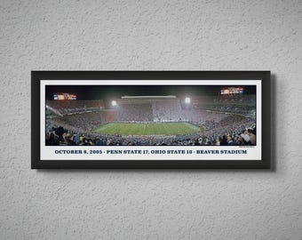 2005 Penn State - Ohio State White Out Framed Panoramic Print | Iconic Beaver Stadium Panorama | PSU Sports Wall Decor