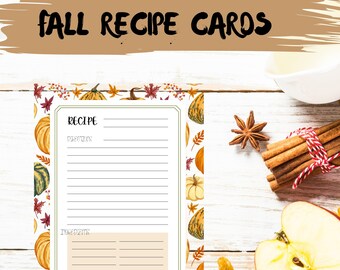 Printable Fall Recipe Cards - Etsy