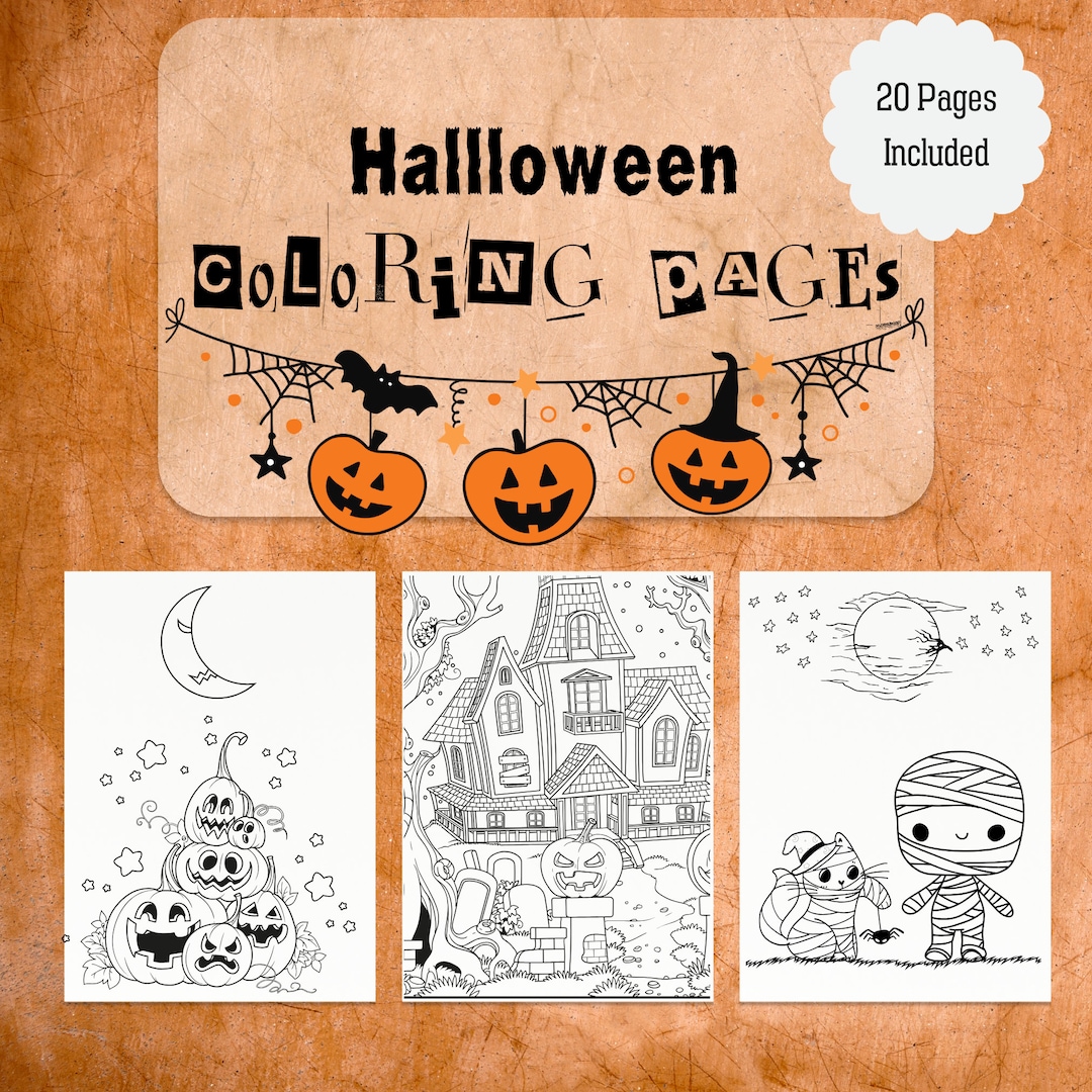 Kids Halloween Coloring Pages Printable - Etsy