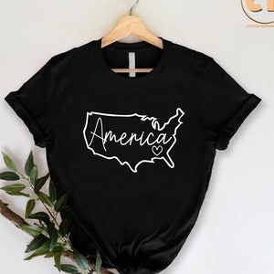 USA Map Shirt, America Love Tshirt, United States Graphic Tee, Patriotic Independence Day Shirt, America Pride Gift, Fourth Of July Shirt