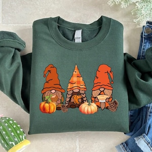 Thanksgiving Gnomes Sweatshirt, Fall Season Gnomes Sweater, Pumpkin Lover Gnomes Gift, Autumn Vibes Tee, Halloween Gnomes Gift Sweater