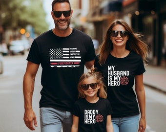 Custom Firefighter Dad Shirt, Daddy Is My Hero Shirt, Firefighter Gift, Mens Firefighter Shirt, Fathers Day Gifts, Firefighter Wife Tshirt