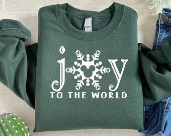 Joy to the World Christmas Sweatshirt, Magical Winter Snowflake Crewneck