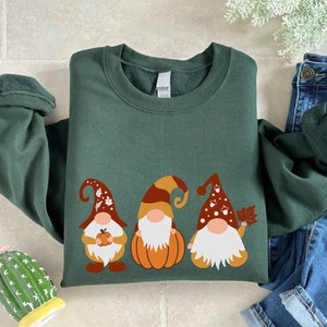 Fall Gnomes Sweatshirt, Thanksgiving Women Gift. Fall Mom Outfit, Pumpkin Spice Sweater, Cute Gnome Tee, Pumpkin Crewneck, Fall Vibes