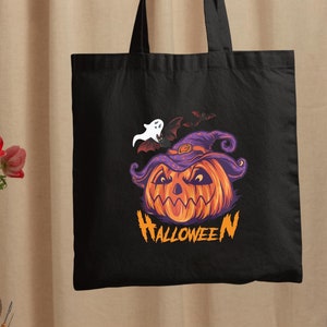 Witchy Pumpkin Tote Bag, Halloween Pumpkin Candy Bag, Withy Vibes Tote Bag, Spooky Season Bag, Scary Pumpkin Tote, Womens Halloween Gift