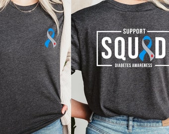Diabetes Support Squad Shirt, T1D T2D Awareness Tee, Diabetic Warrior T-shirt, Motivational Outfit