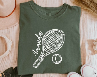 Comfort Colors® Custom Tennis Shirt, Personalized Tennis Player Gift, Game Day Tshirt, Tennis Lover Gift, Tennis Sports Wear, Softball Tee